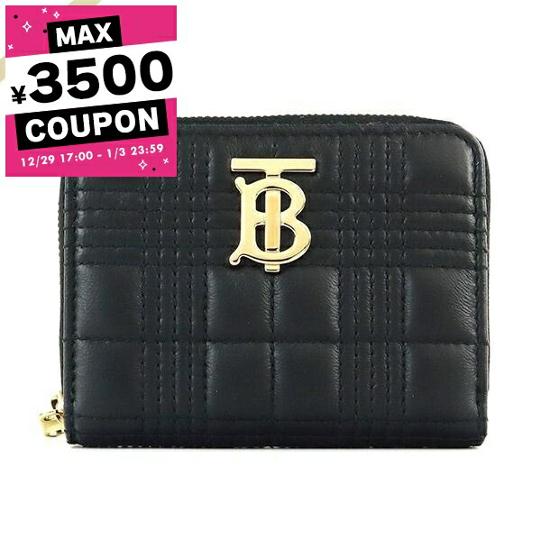 バーバリー TBモノグラム レザー 三つ折り財布 ブラック 近年モデル バーバリー BURBERRY 三つ折り財布 ローラ コンパクト財布 ブラック
