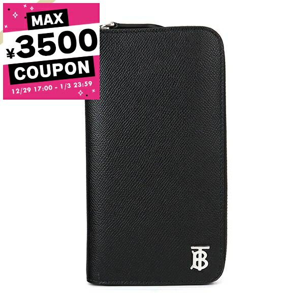 BURBERRY レザー 長財布 バーバリー 長財布 メンズ グレイニーレザー TBラウンドジップ