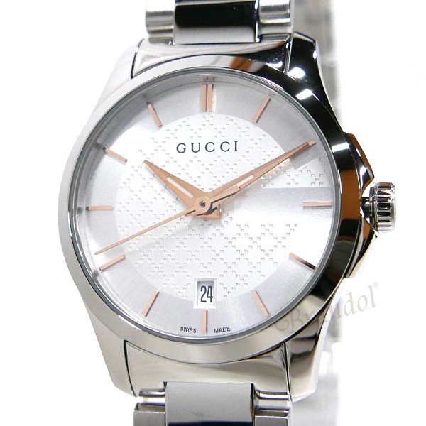 グッチ Gucci バッグ レディース腕時計 Gタイムレス G Timeless アウトレット 27mm 本物 ホワイト シルバー Ya 人気デザイナー ブランド Azurebrandolgucci 女性用 時計 人気沸騰セール クォーツ Ssベルト