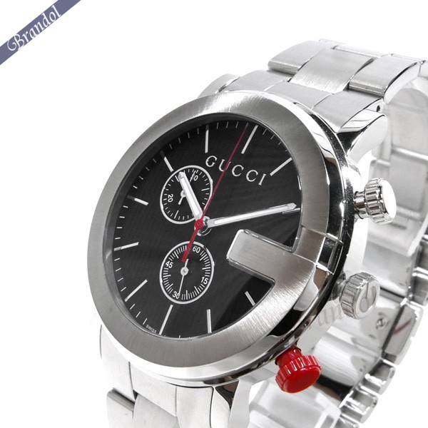 5時間限定 アウトレット ポイント3倍 6 28 日 23 59まで グッチ Gucci 財布 本物 メンズ腕時計 Gクロノ G Chrono クロノグラフ 44mm ブラック シルバー Ya ブランド Azurebrandolgucci 男性用 時計 クォーツ Ssベルト