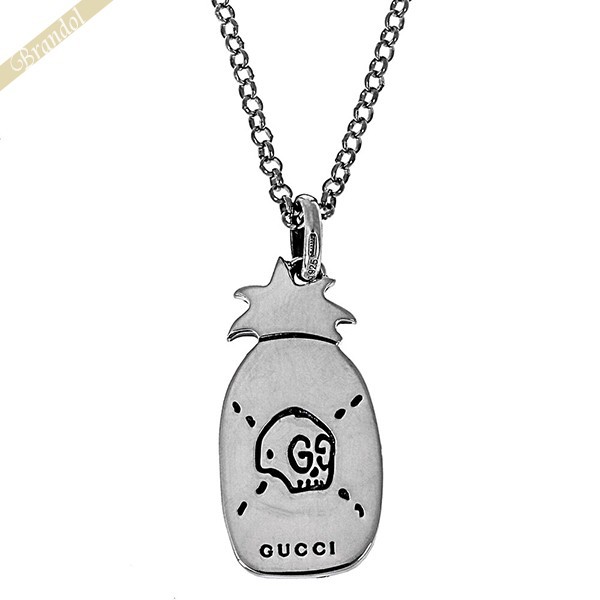 楽天市場 750円offクーポン対象 3 12 金 23 59まで グッチ Gucci メンズ ネックレス グッチ Gucci Gucciゴースト パイナップル モチーフ ペンダント シルバー J8400 0701 ブランド Azurebrandol