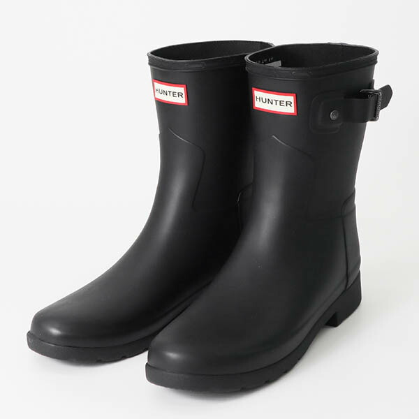 ほぼ新品 ハンター　ショートブーツ　厚底 レインブーツ　25cm ブラック　黒 ほぼ新品 ハンター ショートブーツ 厚底 レインブーツ 25cm ブラック