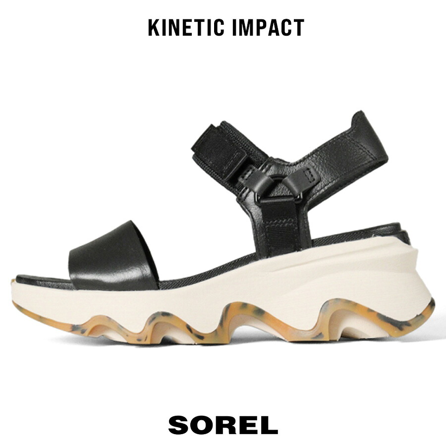 ソレル SOREL サンダル レディース KINETIC IMPACT Y-STRAP HIGH SANDAL キネティック インパクト 厚底 ブラック NL4962 013 US6 | ブランド｜AZURE BRANDOL