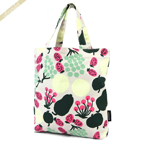 マリメッコ バッグ 果物柄 フルーツ 軽量 対応 ギフト プレゼント Marimekko 最大1500円クーポン 163 9日23 59迄 マリメッコ トートバッグ Marimekko レディース フルーツ 縦型 コットントート ナチュラル系マルチカラー 163 ブランド Azurebrandol