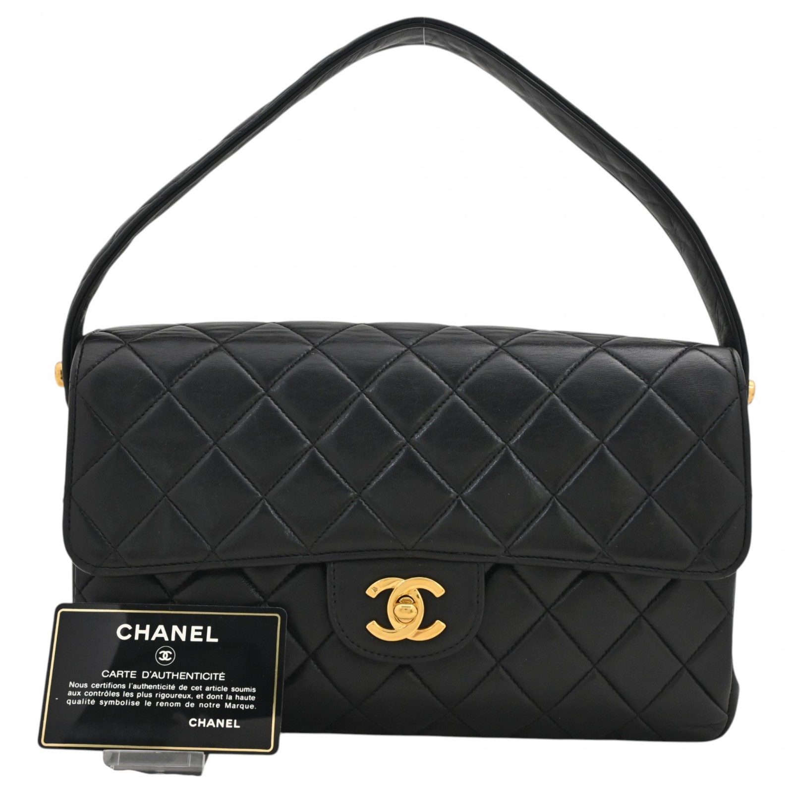 【中古】シャネル ダブルフェイス マトラッセ25 ハンドバッグ ココマーク ラムスキン ブラック Aランク ch79307cc|BRAND OSAKA 店