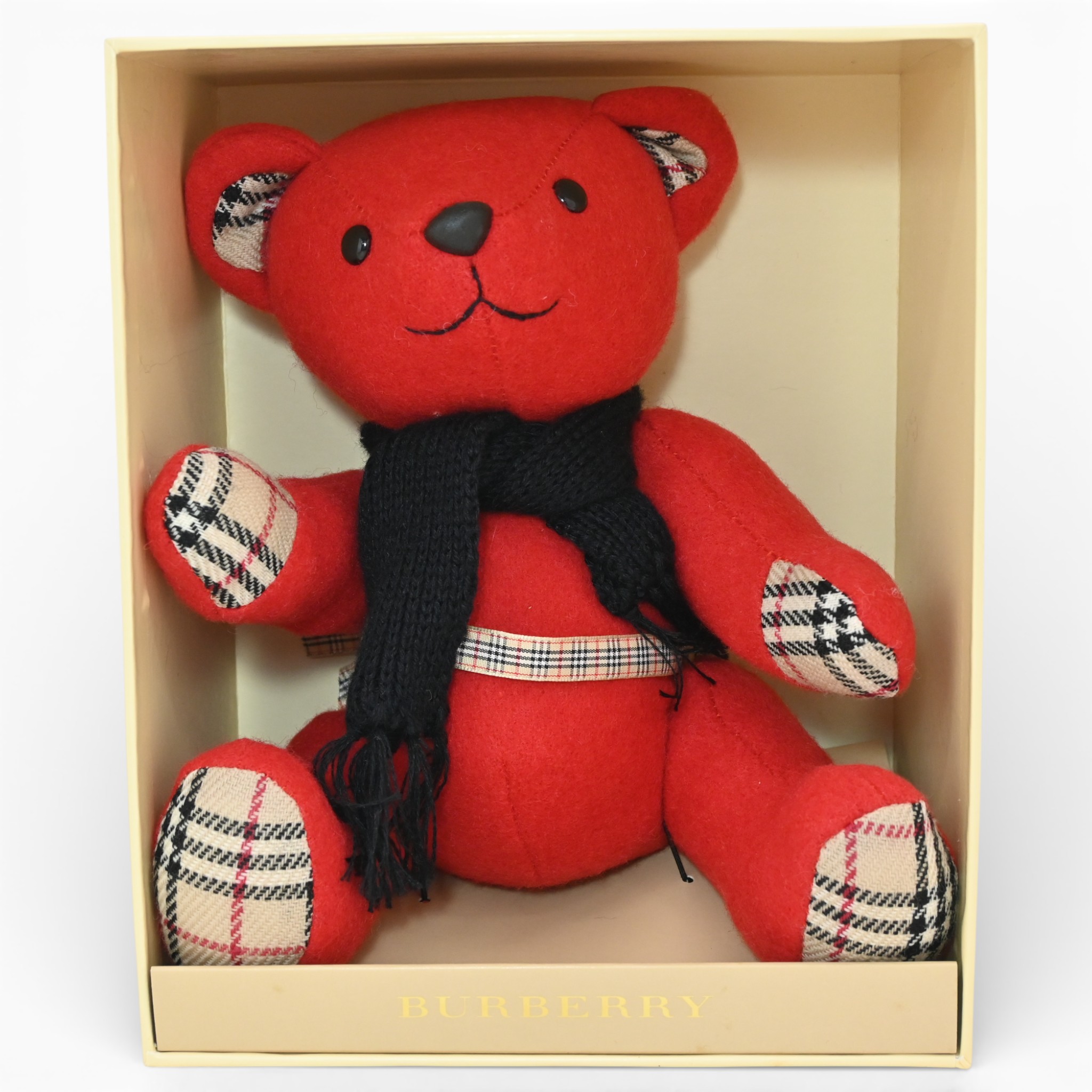 【百貨店SALE】【目あたらしい明けっ広げ不死化】【中古】赤ちょうちんバリー ノバチェック テディベア ぬいぐるみ 赤いこと 消音装置 A価値づける bb9904cw