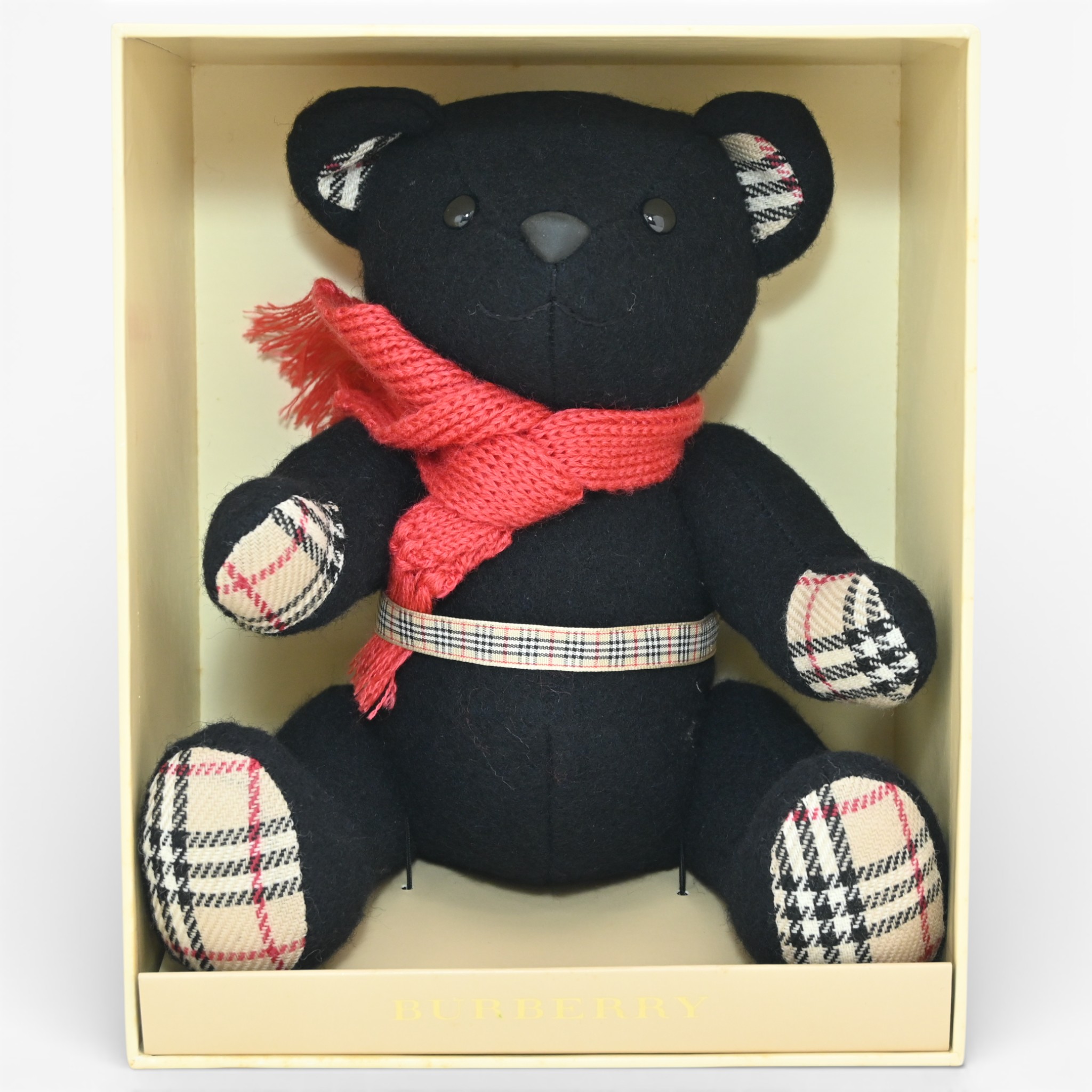 【百貨店SALE】【目あたらしい明けっ広げ不死化】【中古】赤ちょうちんバリー ノバチェック テディベア ぬいぐるみ 黒いこと 消音装置 B価値づける bb5504セリウム