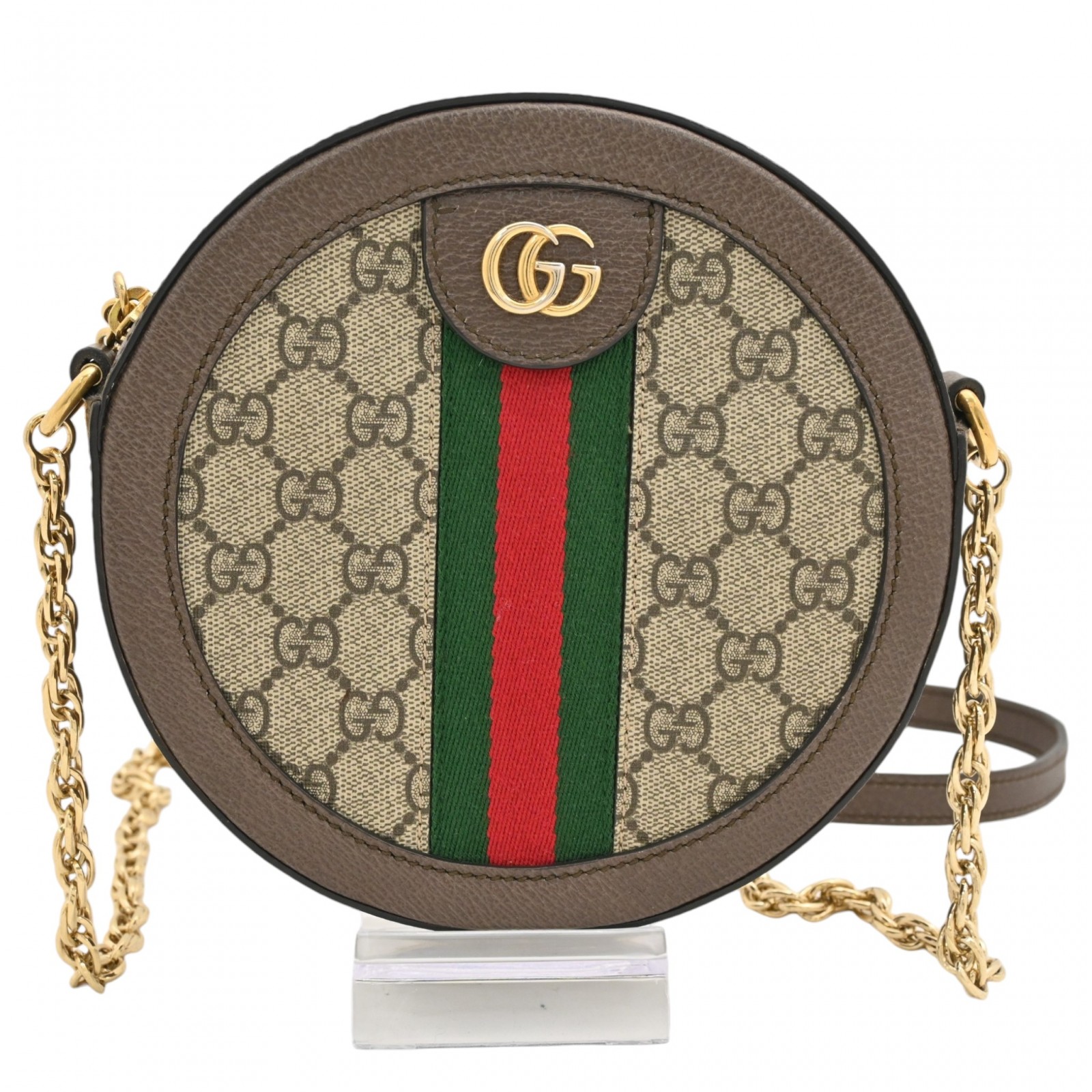 【百貨店SALE】【目あたらしい開けはなし祝する】【中古】グッチ GGスプリーム オフィディア ミニGG ラウンド ショルダーバッグ シェリー酒伝達ルート チェーン店 A位置づける gu5683竓