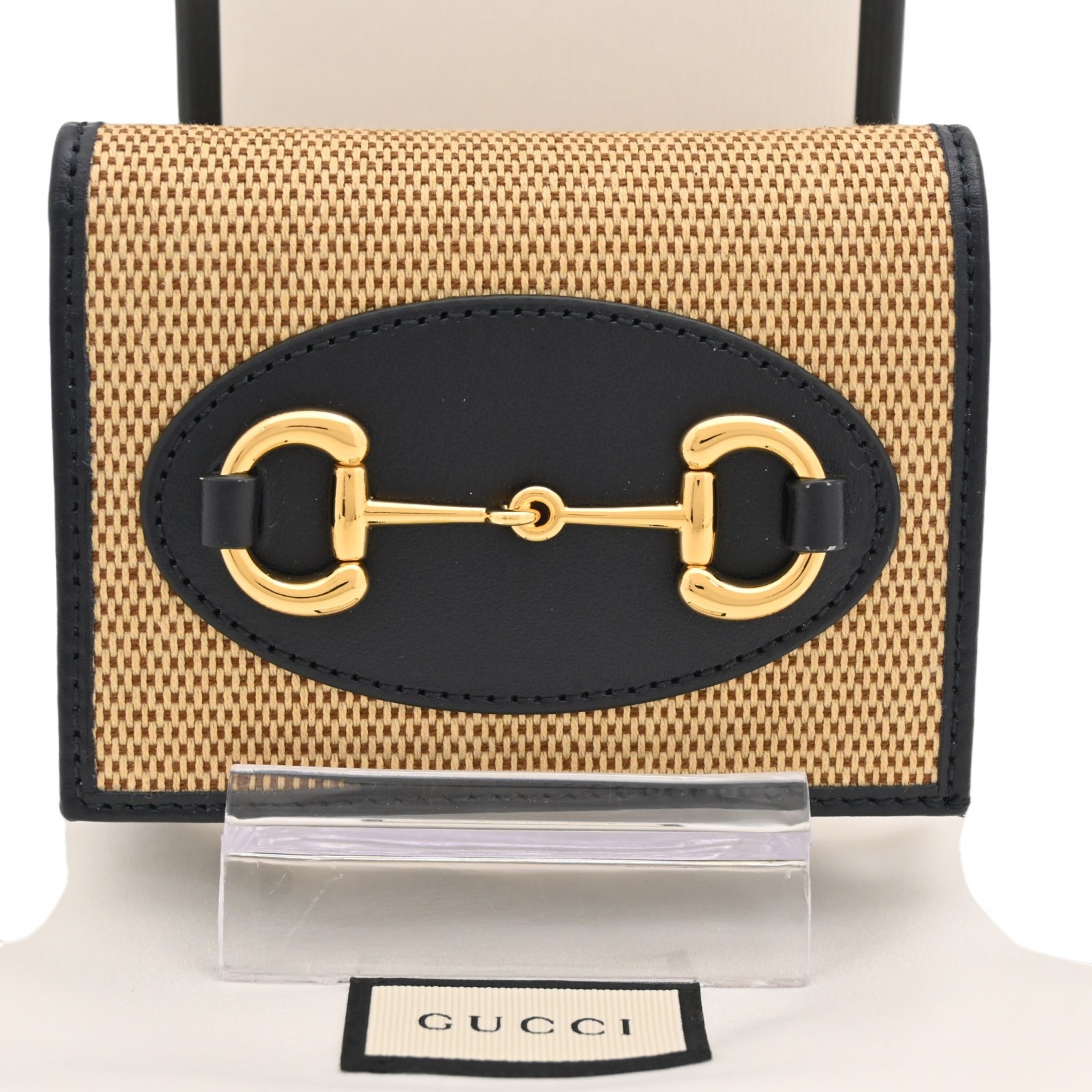 【百貨店SALE】【耳あたらしい開けっ広げ祝する】【中古】グッチ 導管ビット コンパクトウォレット 二つ折り紙入れ N序列付ける gu9834nr