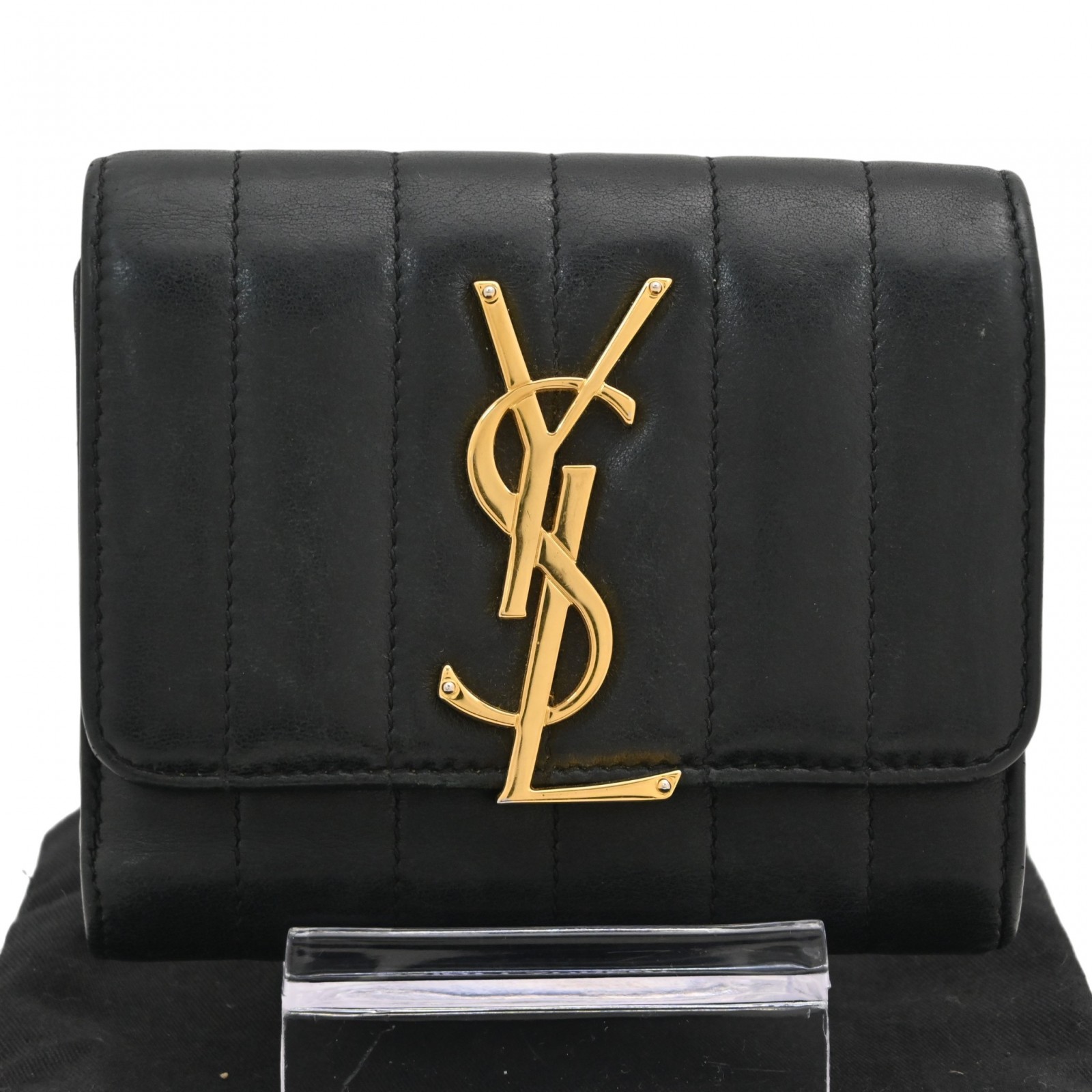 【百貨店SALE】【耳あたらしい開けっ広げ祝する】【中古】サンローラン YSL カサンドラ コンパクトウォレット 二つ折り紙入れ B序列付ける ys6437竓