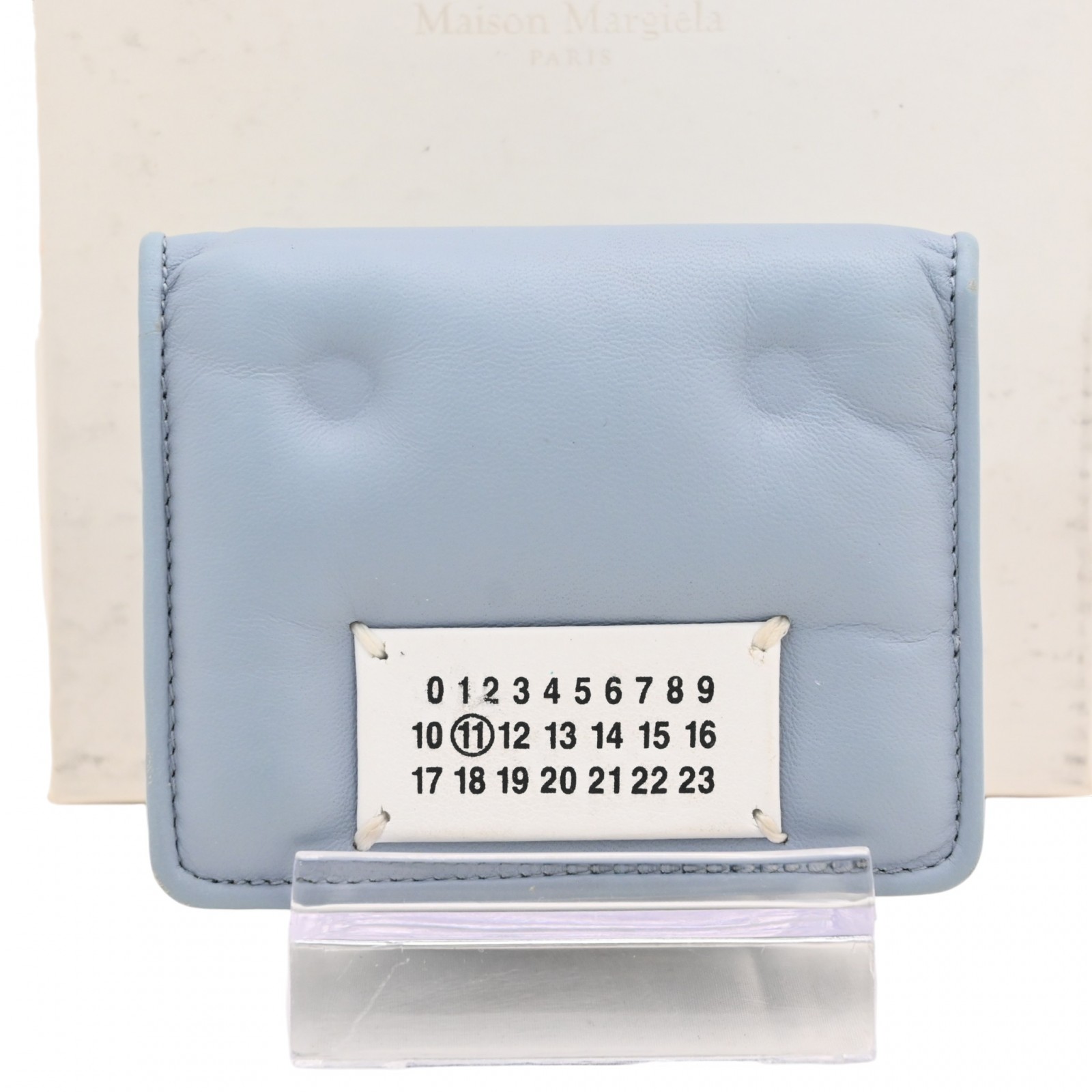 【百貨店SALE】【耳あたらしい開けっ広げ祝する】【中古】メゾンマルジェラ 地びたゲットー 二つ折り 歌留多入れもの 紙入れ なめし革 B序列付ける 粍1414jj
