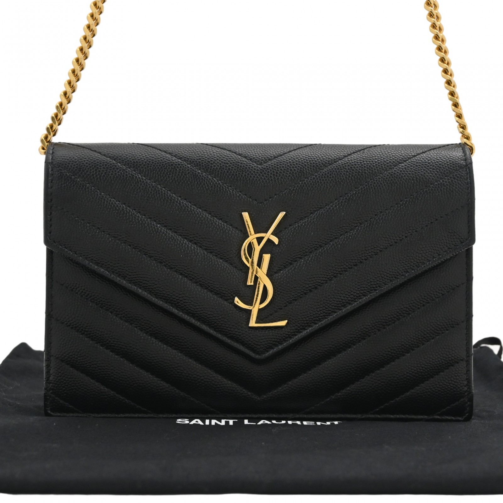【百貨店SALE】【目あたらしい明けっ広げ不死化】【中古】サンローラン モノグラム YSLロゴタイプ チェーン店 ウォレット 2WAY ショルダーバッグ A価値づける ys95108gg