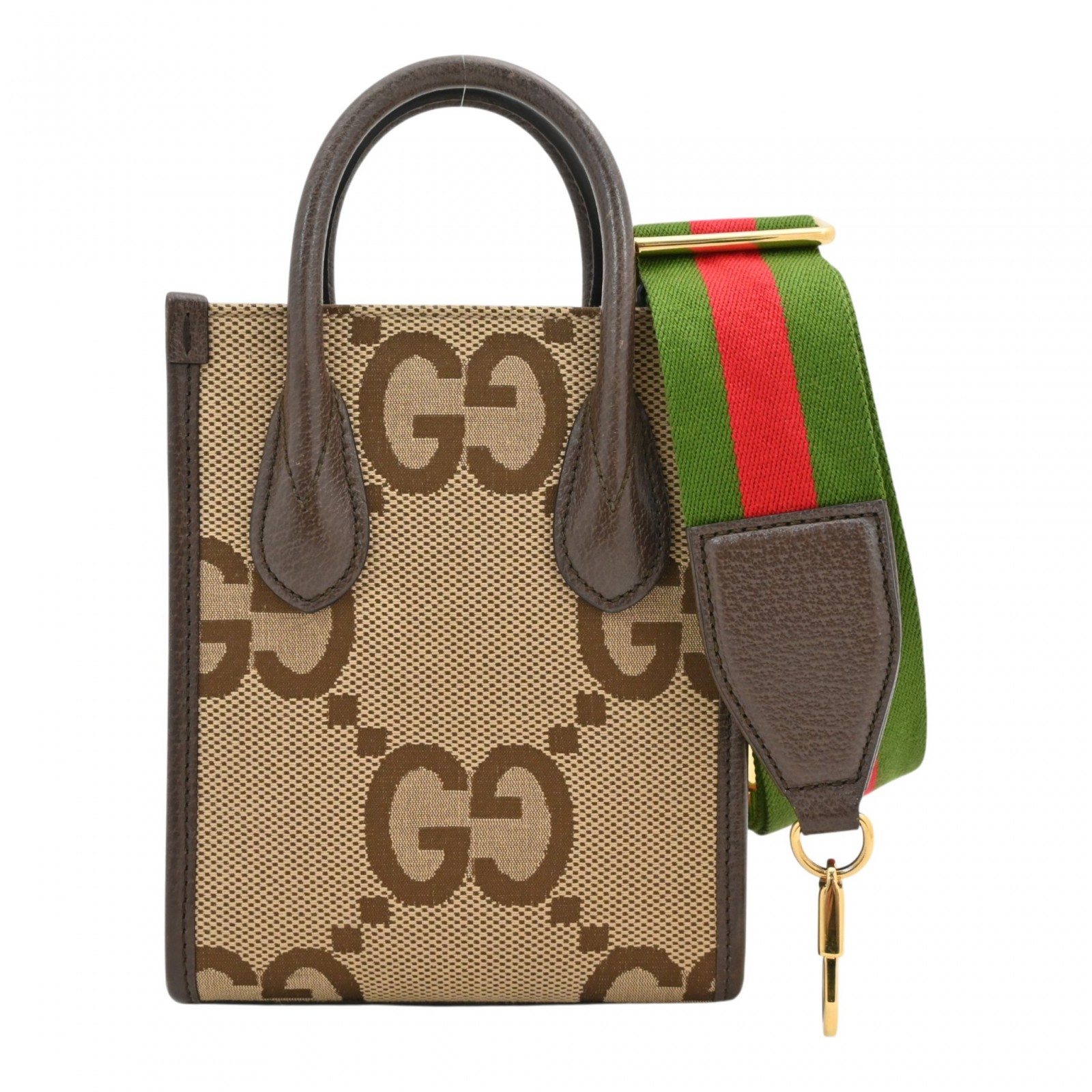 【中古】グッチ ジャンボGG帆布 ミニトート 2way ショルダーバッグ シェリー酒生産ライン 赤銅色 A価値づける gu8177jj