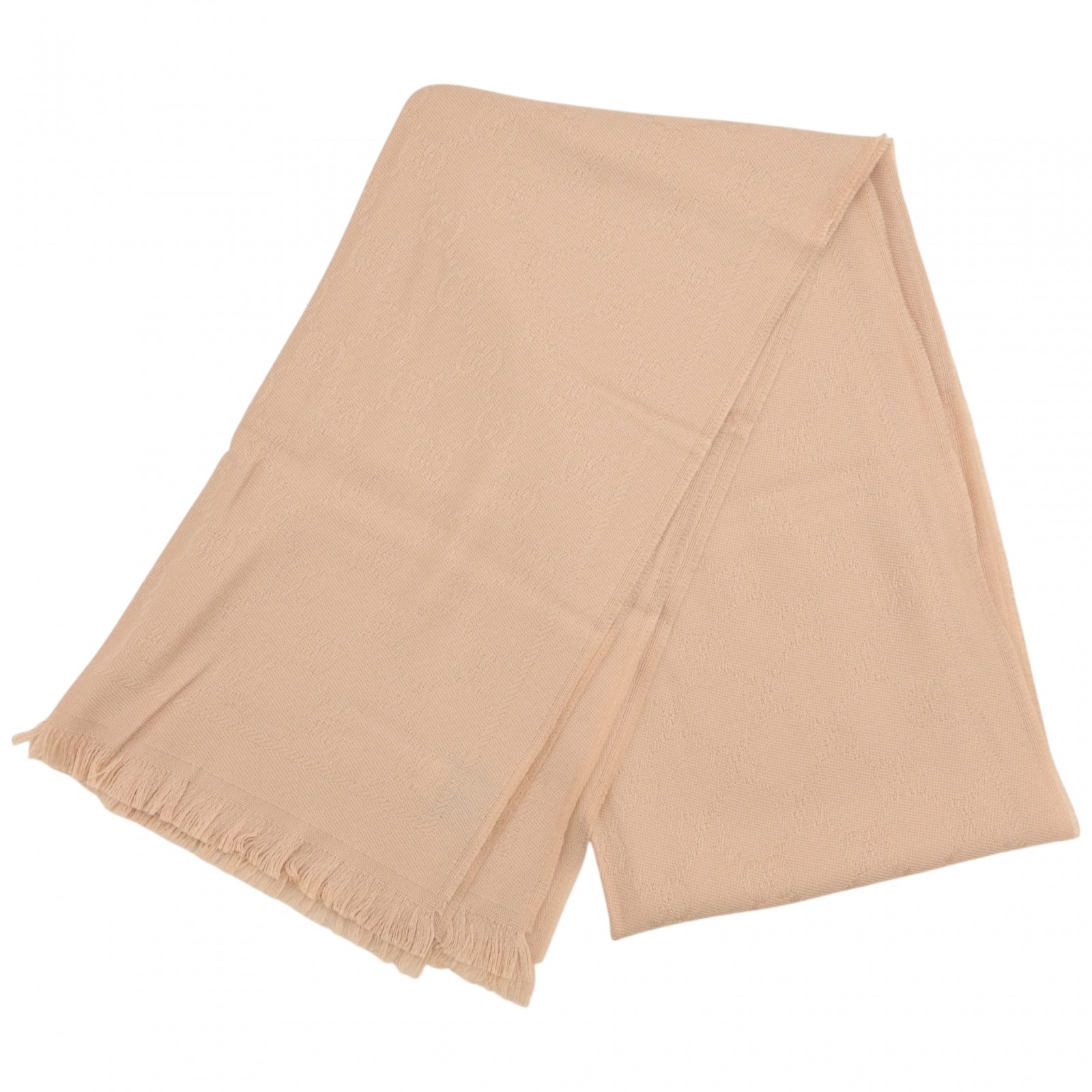 【百貨店SALE】【目あたらしい明けっ広げ不死化】【中古】グッチ GG柄 ロゴタイプ 羊毛 袈裟 消音装置 ベージュ A価値づける gu8516竓