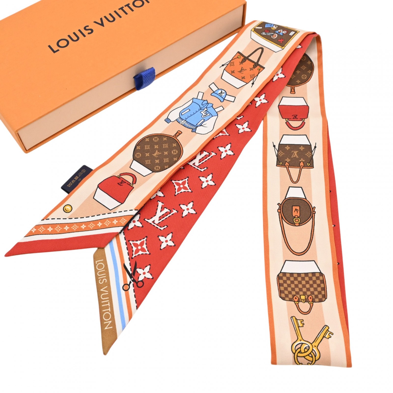 【百貨店SALE】【耳あたらしい開けっ広げ祝する】【中古】ルイヴィトン えり巻き バンドーBB アニエールペーパーハウス オレンジイエロー 地絹 A序列付ける lv6425vv