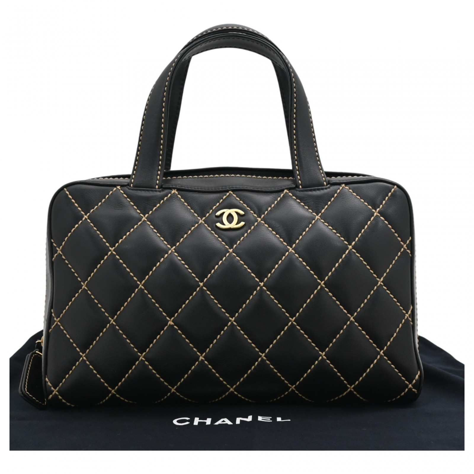 【中古】シャネル ココマーク ロゴ ワイルドステッチ ハンドバッグ ゴールド金具 Aランク ch89159nd｜BRAND OSAKA 店