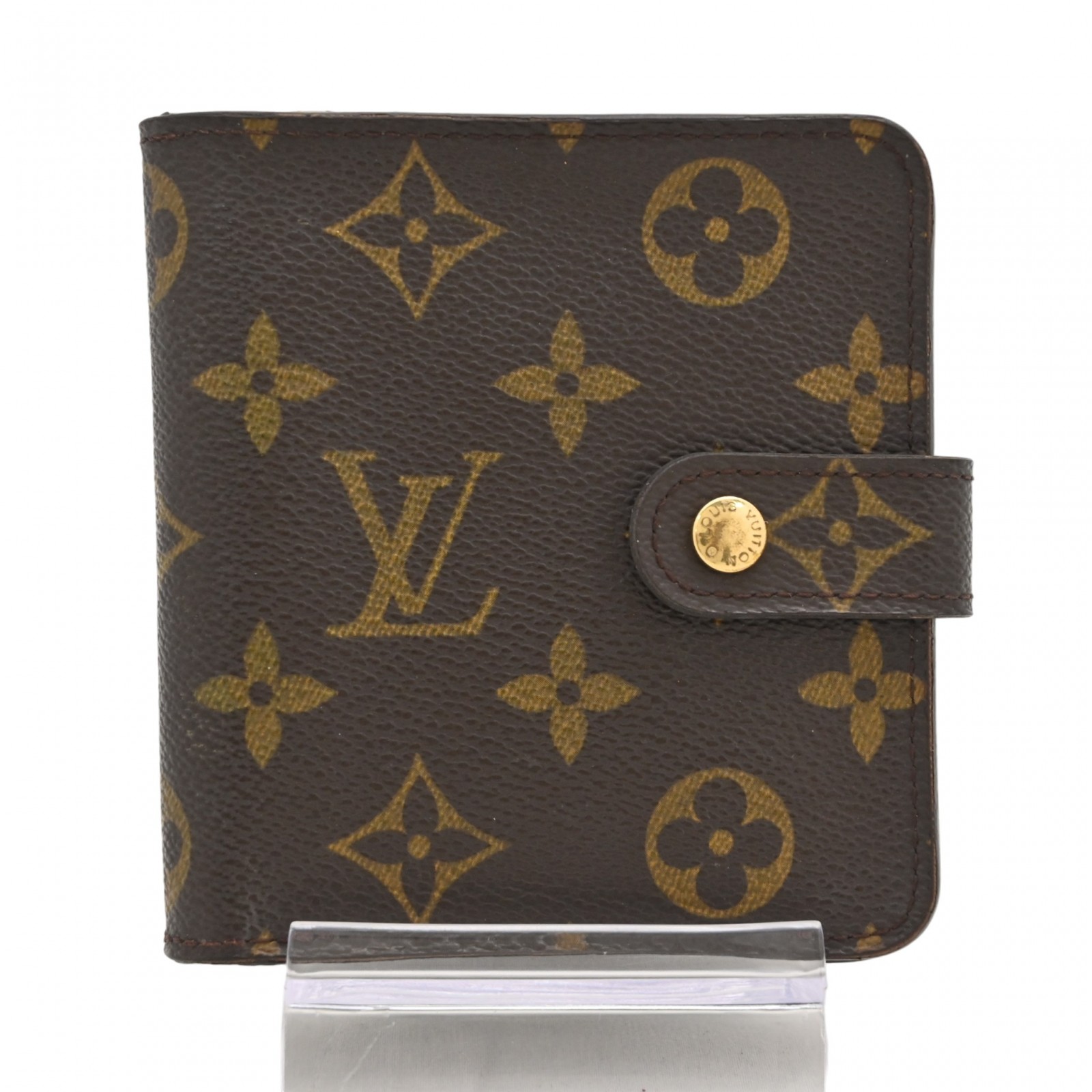【中古】ルイヴィトン モノグラム コンパクトジップ 二つ折り財布 ブラウン ゴールド金具 Bランク lv7117ss|BRAND OSAKA 店