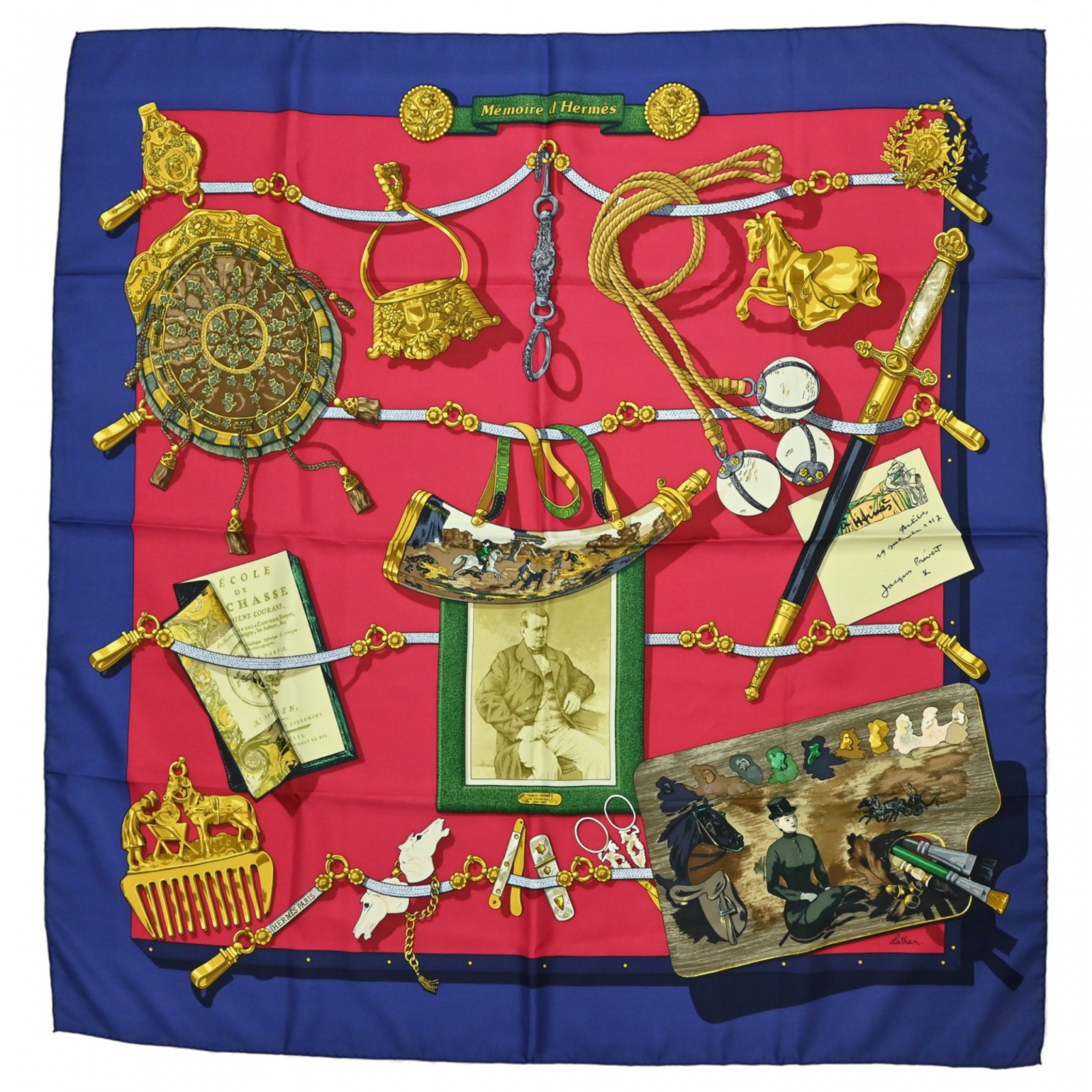 【百貨店SALE】【耳あたらしい開けっ広げ祝する】【中古】エルメス カレ90 えり巻き Memoire Hermes エルメスの心おぼえ A序列付ける he8813jh