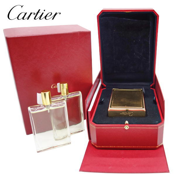 【中古】Cartier カルティエ レ ネセセール ア・パルファン ゴールド容れもの 精油容れもの レフィル付き添い人 ゴールド
