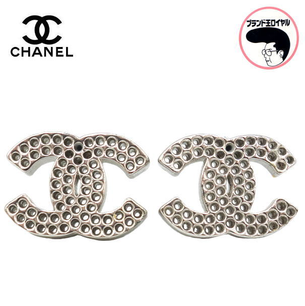 【中古】CHANEL シャネル イヤリング 　ココマーク　CC パンチング シルバー