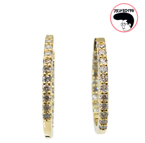 フープピアス ダイヤモンドピアス K18YG イエローゴールド ピアス ダイヤ 0.480ct｜ブランド王ロイヤル