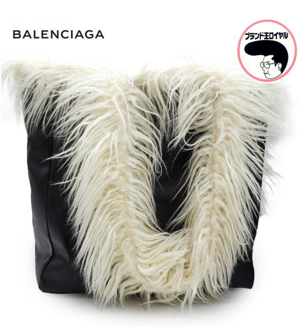 【中古】BALENCIAGA バレンシアガ ファートート　レザー　ブラック
