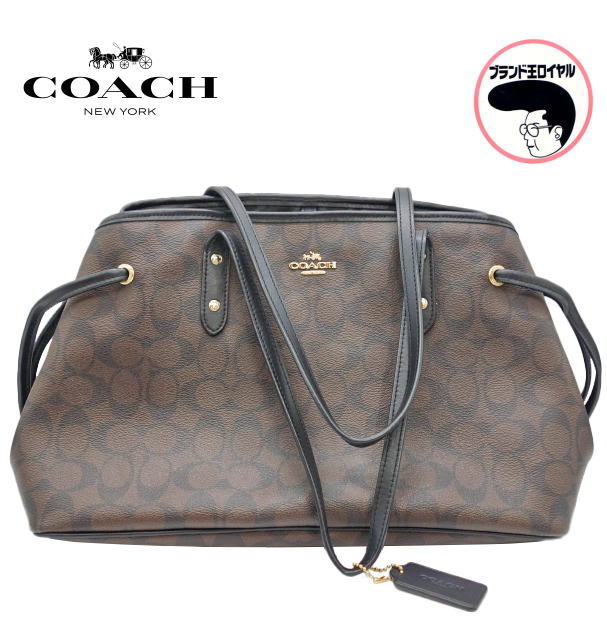 【中古】コーチ バッグ COACH シグネチャー トートバッグ　ブラウン