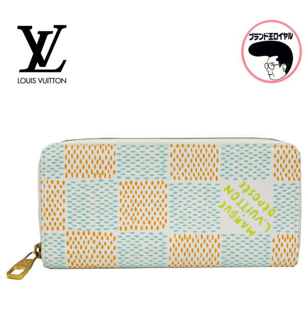 【中古】 未使用　LOUIS VUITTON 　ルイヴィトン　ジッピーウォレット・ヴェルティカル　ダミエ・ヘリテージキャンバス　ブルー　N40675　長財布　ラウンドファスナー　 ホワイト