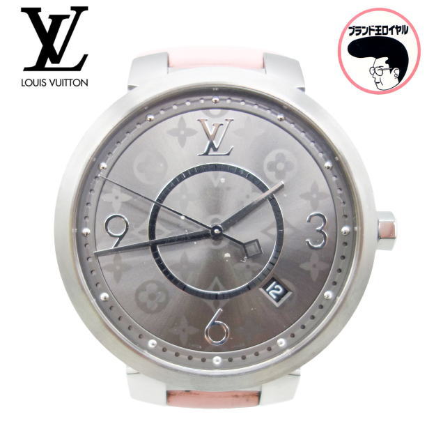 【中古】LOUIS VUITTON ルイヴィトン Q1DM0 タンブールか細いGM ウオッチ 天然ゴム男女兼用