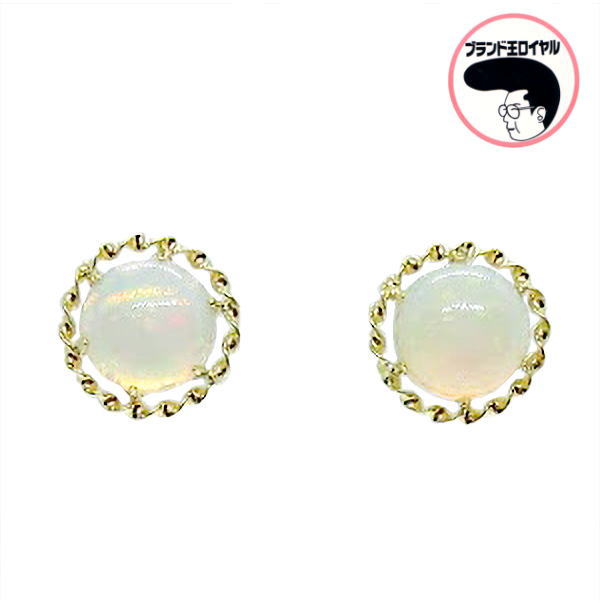 オパールピアス 1.6ct 　K18YG イエローゴールド 10月の誕生石