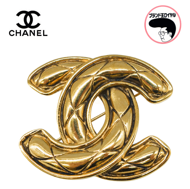 CHANEL シャネル マトラッセ ブローチ ヴィンテージ ゴールド CCマーク 【中古】