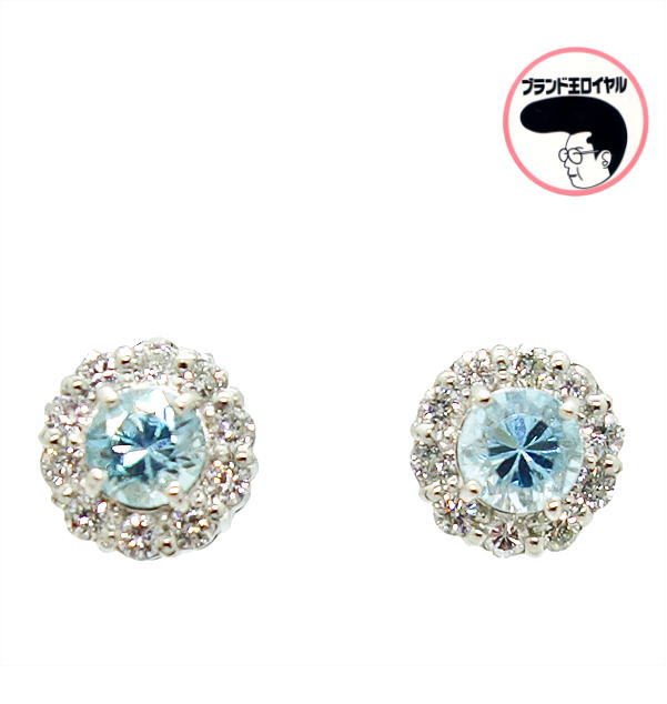 ダイヤモンドピアス　ダイヤ 0.3ct 　ブルージルコン 0.7ct Pt900 プラチナ ダイヤモンド　レディース｜ブランド王ロイヤル