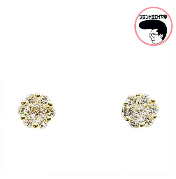 ダイヤモンドピアス　K18YG　イエローゴールド　ピアス　ダイヤ 0.1ct&times;2 　丸｜ブランド王ロイヤル