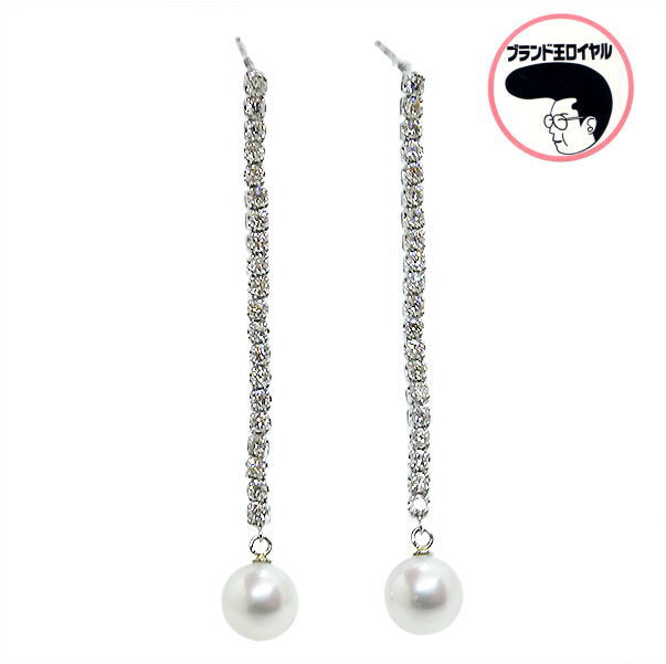 ダイヤモンド パールピアス ぶら下がり フープ 2way ダイヤ1.00ct 上品 ダイヤピアス|ブランド王ロイヤル