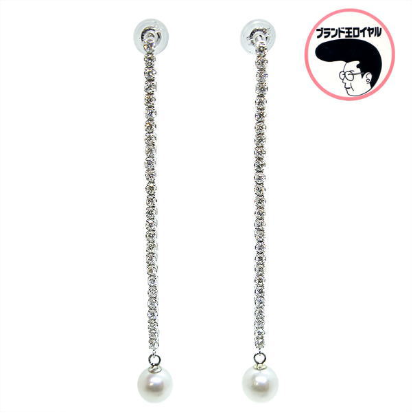 K18WG ダイヤモンド パールピアス ぶら下がり フープ 2way ダイヤ0.70ct 上品 ダイヤピアス|ブランド王ロイヤル
