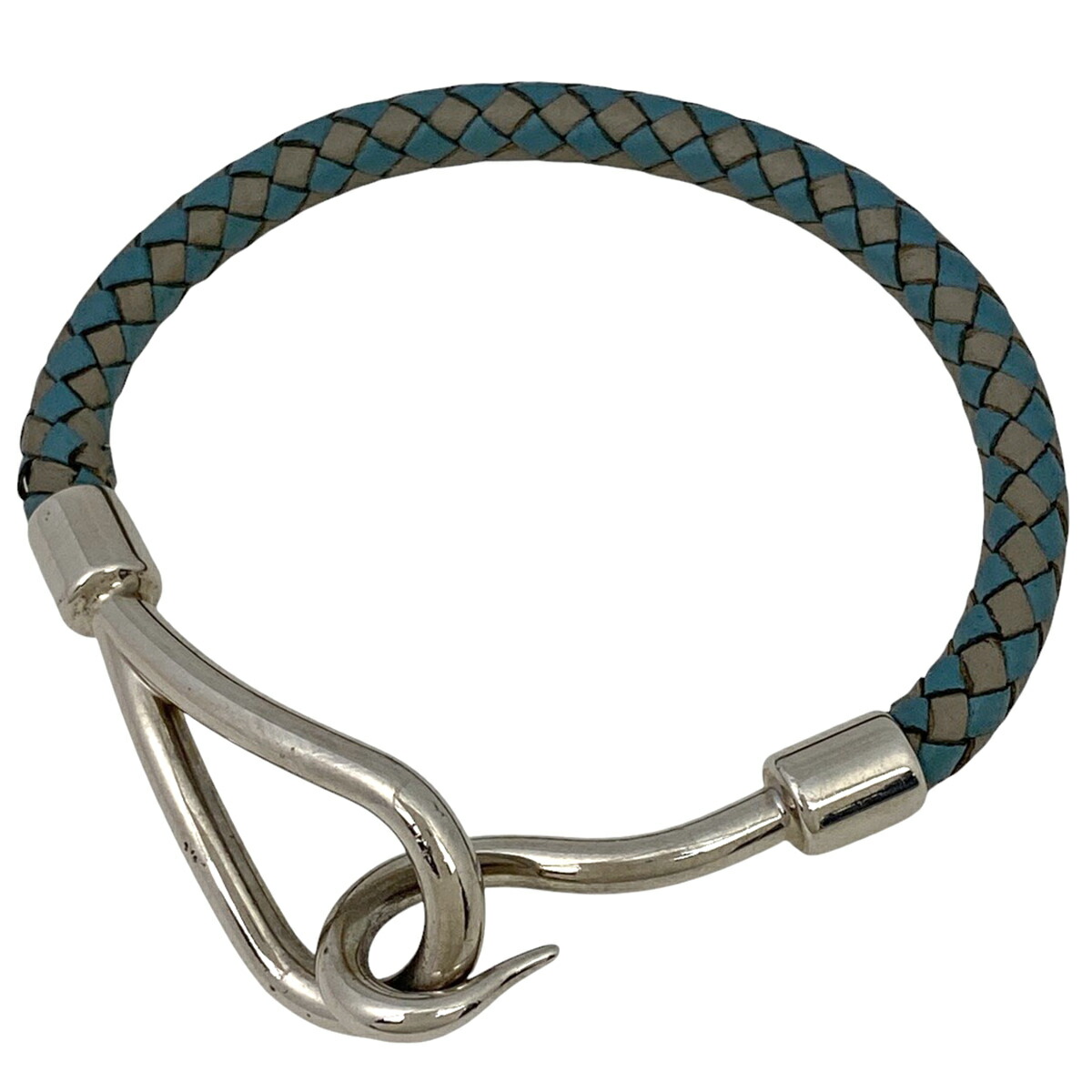 HERMES ダークブルー 編み込みブレスレット HERMES エルメス トゥル二トレッセブレスレット ブルー SV