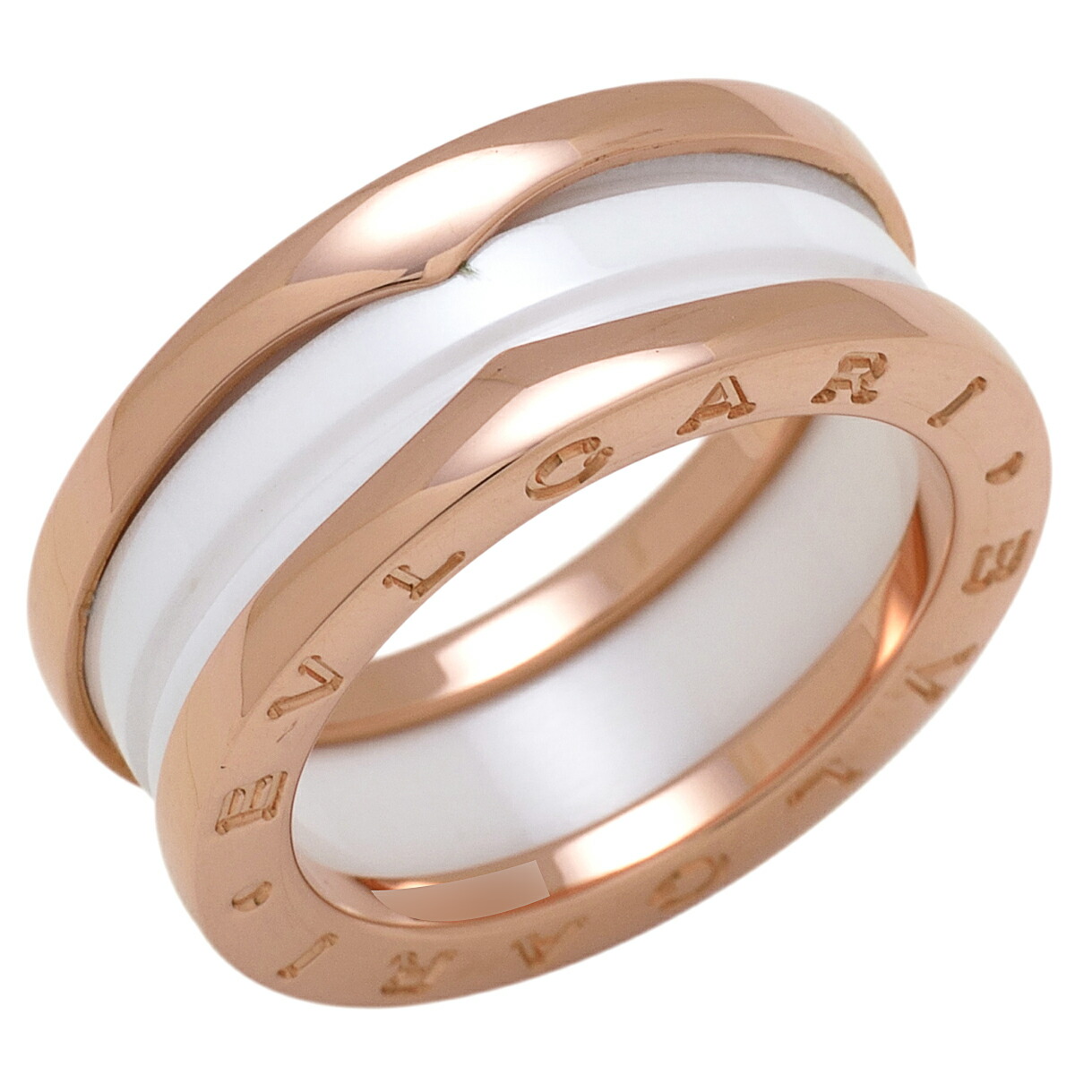 返品不可 B Zero1 ピンクゴールド K18 リング 3バンド ビーゼロワン Bvlgari ブルガリ リング 中古 レディース セラミック Pg Siaka Unpacti Ac Id