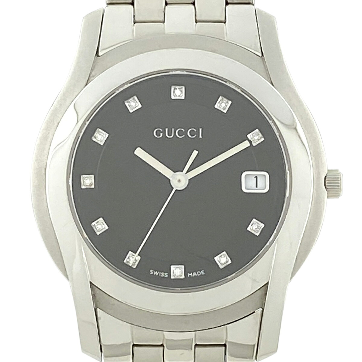 グッチ Gucci 11pダイヤ ブラック文字盤 デイト 5500m 腕時計 Ss クオーツ ブラック メンズ 中古 Tnfarmersmarkets Org