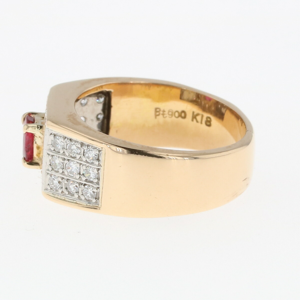 ルビー 企画指環 K18 黄色であることゴールド プラチナ 指環 メレダイヤ インフィールド リング 7ナンバー Yg Pt900 ルビー レディース 中古 Msgtours Com