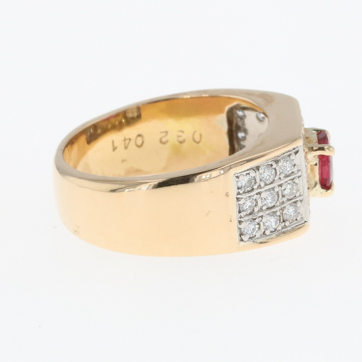 ルビー 企画指環 K18 黄色であることゴールド プラチナ 指環 メレダイヤ インフィールド リング 7ナンバー Yg Pt900 ルビー レディース 中古 Msgtours Com