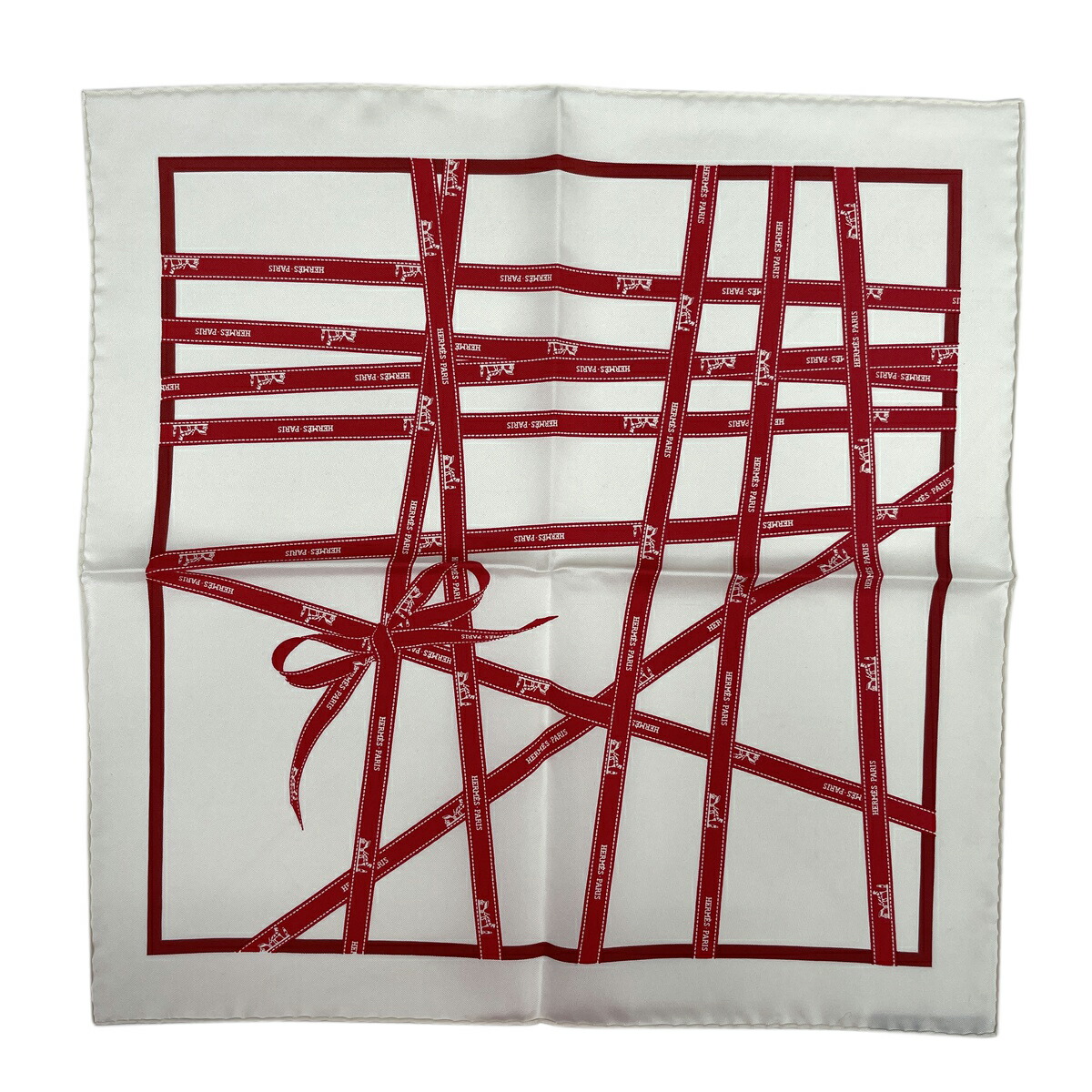 エルメス Hermes プチ カレ リボン Hロゴ ボルデュック スカーフ スカーフ シルク ホワイト レッド レディース 中古 Paigebird Com