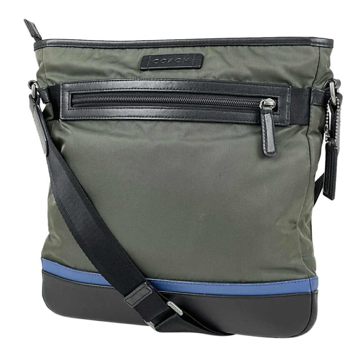 コーチ Coach ロゴ ショルダーバッグ 肩掛け 斜め掛け ショルダーバッグ ナイロン カーキ ブラック F71141 メンズ 中古 Andapt Com