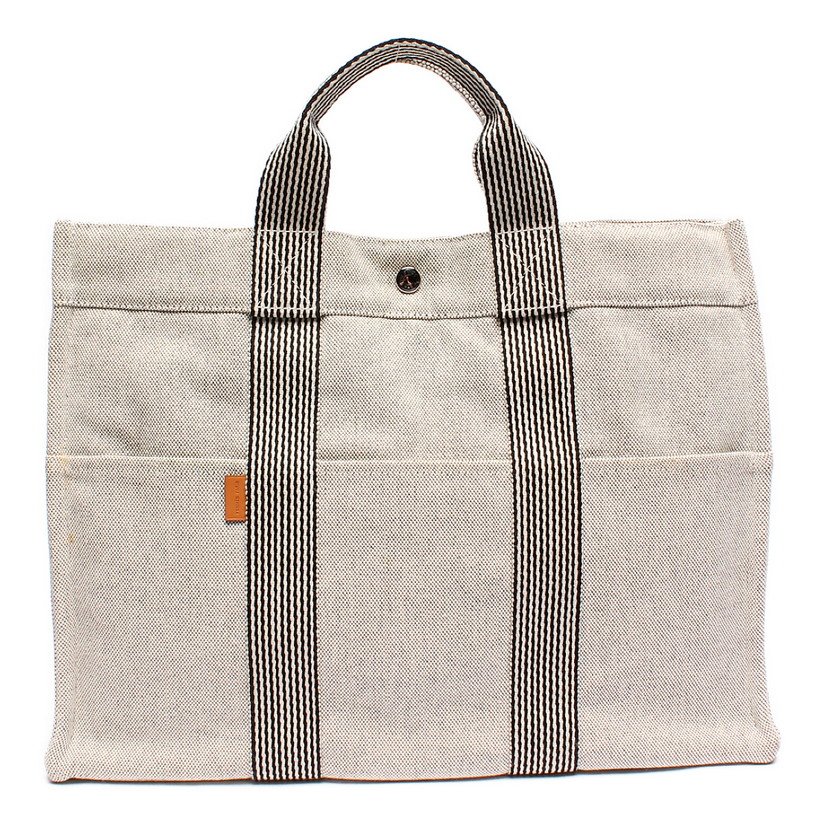 エルメス Hermes ニュー フールトゥ Mm ハンドバッグ 手提げ 通勤鞄 通学鞄 トートバッグ キャンバス グレー レディース 中古 Psicologosancora Es