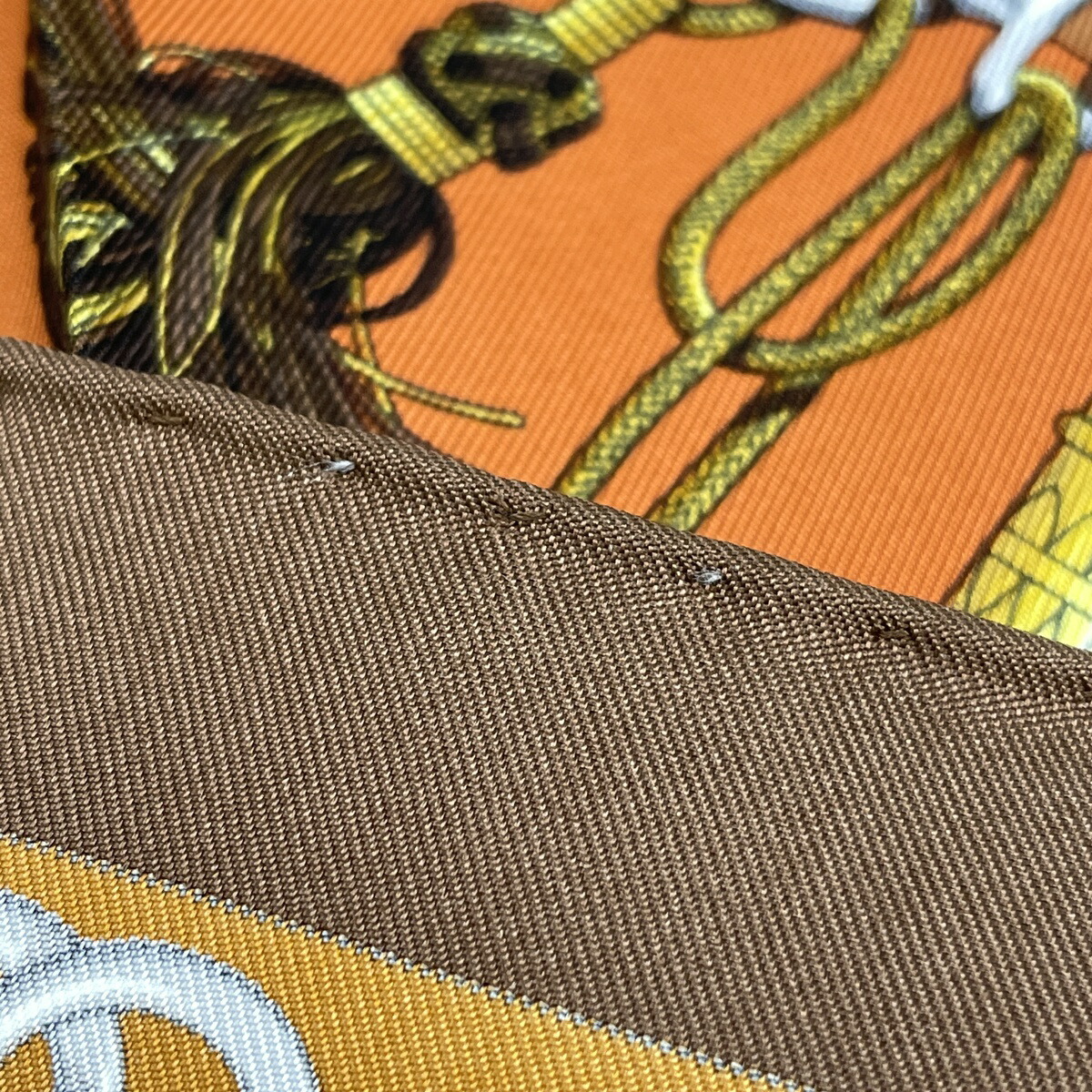 エルメス Hermes プチ カレ 40 Cliquetis 剣 フリンジ タッセル スカーフ スカーフ シルク ブラウン オレンジ レディース 中古 Brandingidentitydesign Com