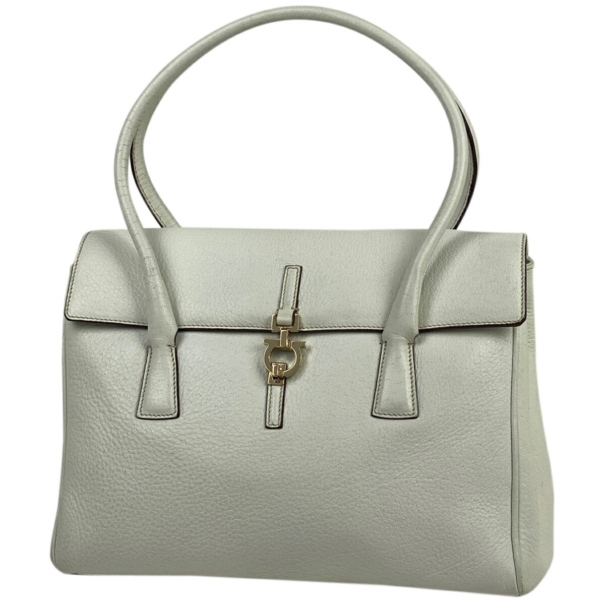 Used 送料無料 花火大会 夏祭り お盆 海 レディースバッグ 敬老の日 ホワイト ギフト レディース 贈り物 プレゼント 誕生日 記念日 結婚式 ブライダル ファッション 旅行 サルヴァトーレフェラガモ Salvatore Ferragamo ガンチーニ ハンドバッグ ショルダーバッグ ロゴ