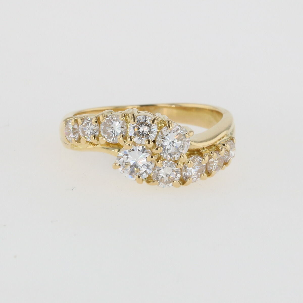 メレダイヤ 図指環 プラチナ リング リング 7号 Yg ダイヤ レディース 中古 Olc54 Fr