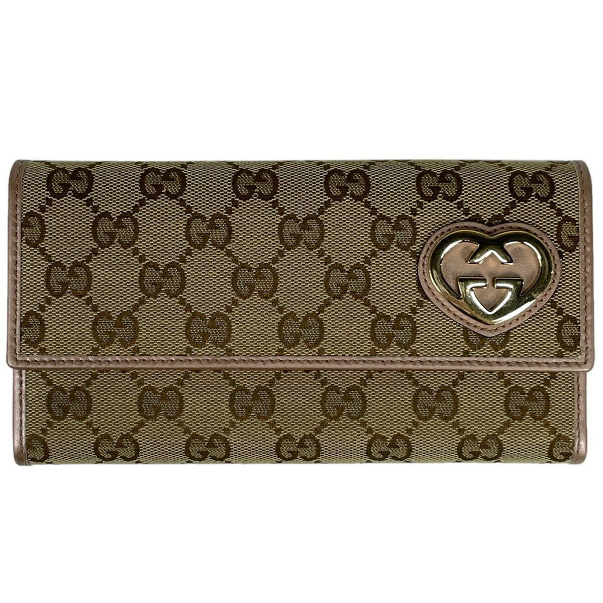 グッチ Gucci Gg柄 ラブリー ハートシェイプ 長財布 札入れ 小銭入れ 長財布 Ggキャンバス ベージュ レディース 中古 Novix Com