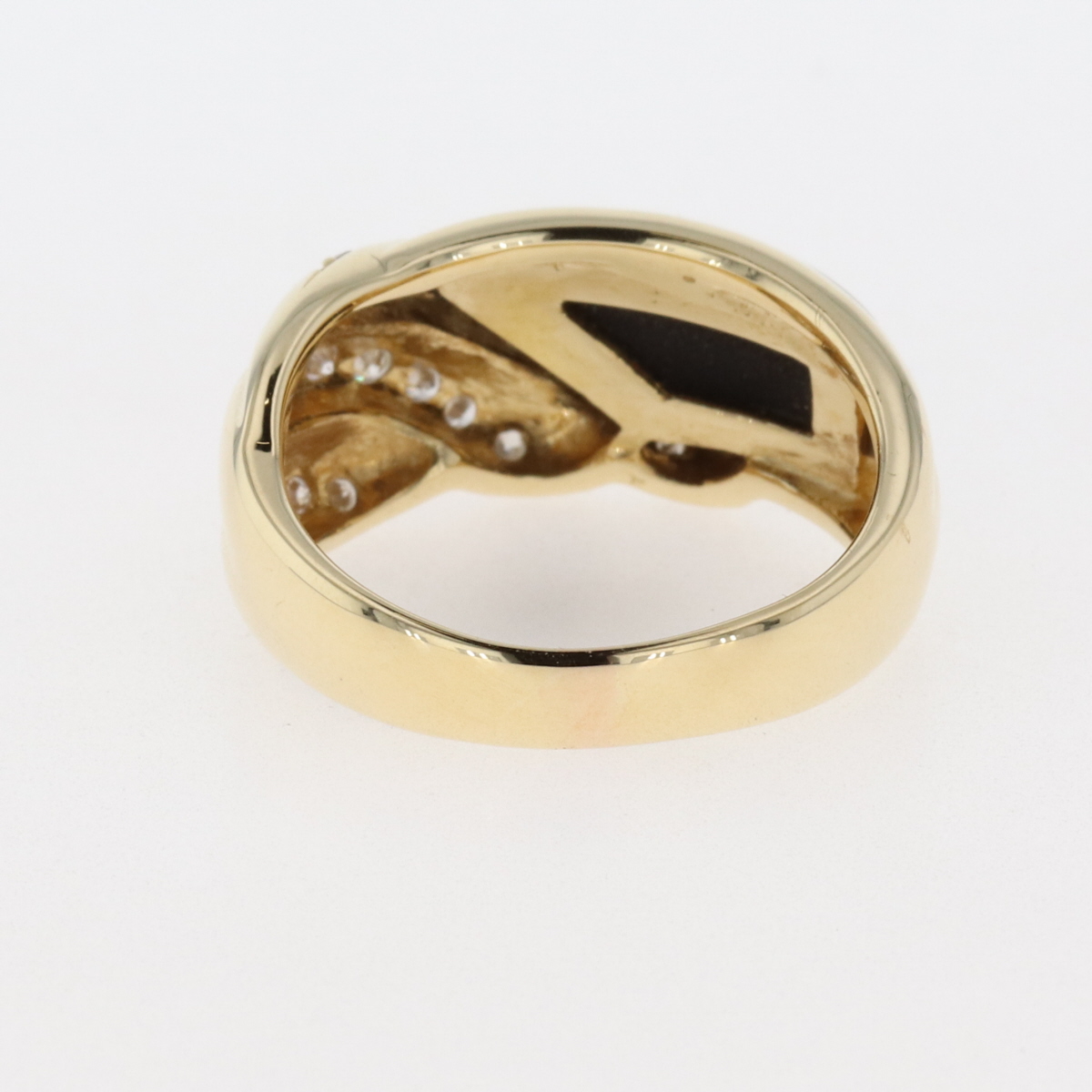 オニキス デザインリング K18 イエローゴールド オニキス 指輪