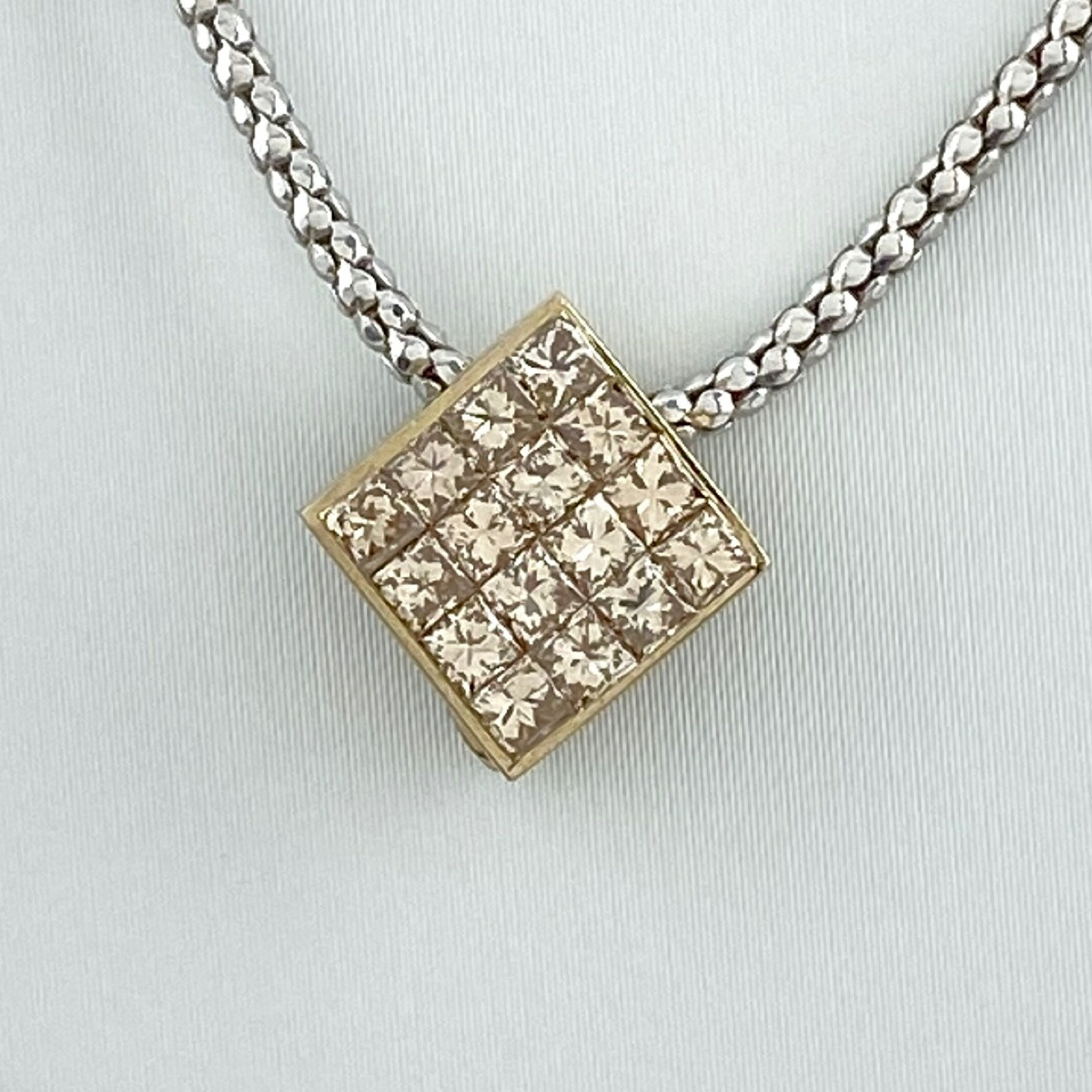 感謝価格 メレダイヤ デザインネックレス プラチナ K18 イエロー