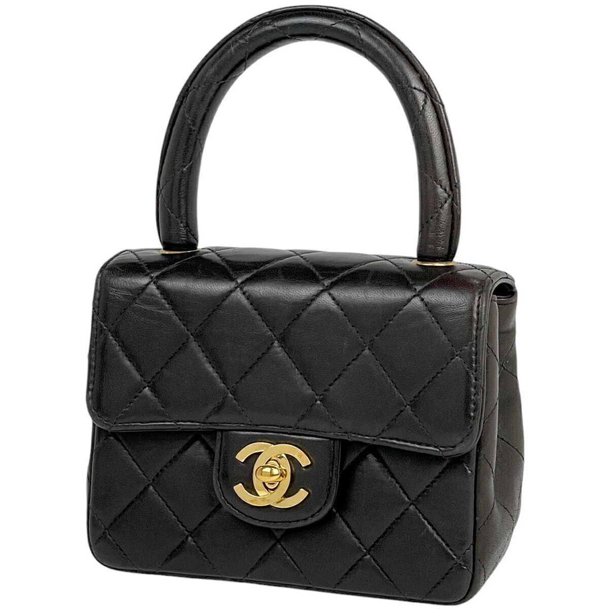 【在庫一掃】 シャネル CHANEL ココマーク ミニ ハンドバッグ マトラッセ ハンドバッグ レザー ブラック レディース 【中古】